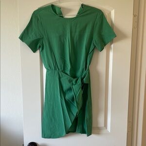 & Other Stories Emerald Green Tie Mini Dress